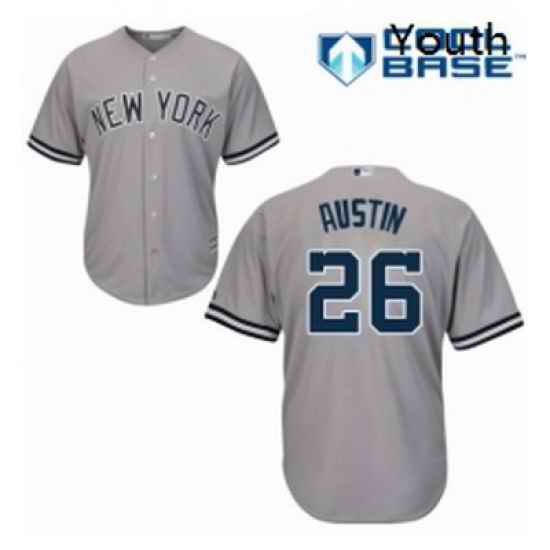 Youth Majestic New York Yankees 26 Tyler Austin Authentic Grey Road MLB Jersey